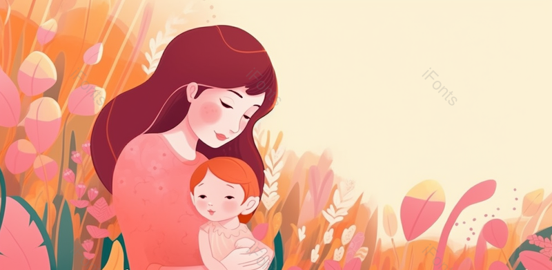 温馨背景小婴儿卡通小清新母亲节母女插画海报背景宣传图,插画/手绘图,插画/手绘图库,插画/手绘图下载,插画/手绘